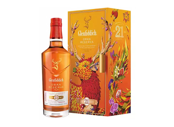 宜宾回收格兰菲迪21年700ml福鹿生花新年装福鹿呈祥新春礼盒装Glenfiddich苏格兰威士忌