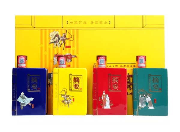 宜宾摘要酒回收摘要四大名著礼盒装53度200ml*4瓶贵州金沙回沙酒
